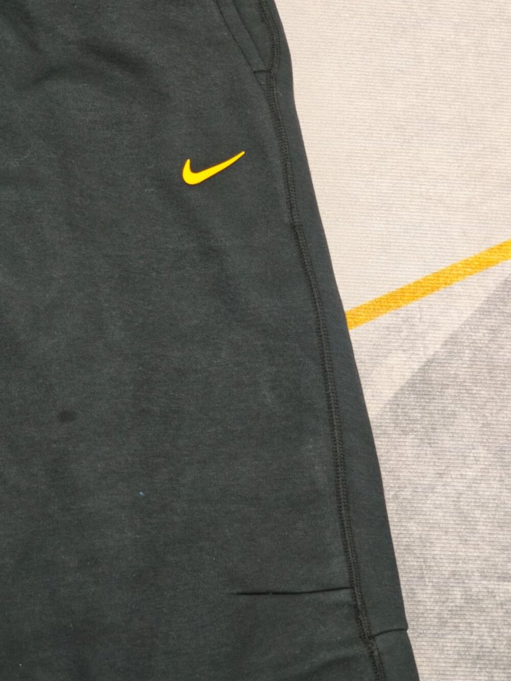 NOCTA Style Black Wide‑Leg Sweatpants Yellow Logo Zip Pocket Casual Track Pants - Picture 3 of 8
